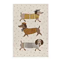 ATTICGO Tapis enfant chiens saucisses BEATS blanc 120x170 cm