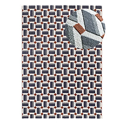 ATTICGO Tapis géométrique à relief AMARA bleu/blanc 160x230 cm