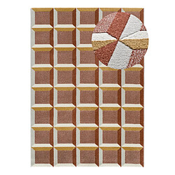 ATTICGO Tapis géométrique à relief AMARA rouille 160x230 cm