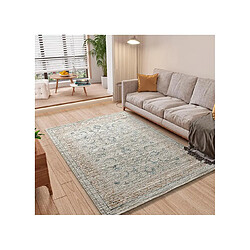 ATTICGO Tapis vintage á relief KEOPS beige/rouille/bleu 192x290 cm pas cher