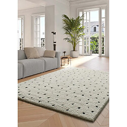 ATTICGO Tapis shaggy scandinave ATESA blanc/noir 120x170 cm