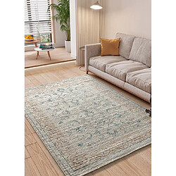 ATTICGO Tapis vintage á relief KEOPS beige /rouille/bleu 134x200 cm