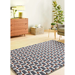 ATTICGO Tapis géométrique à relief AMARA bleu/blanc 160x230 cm