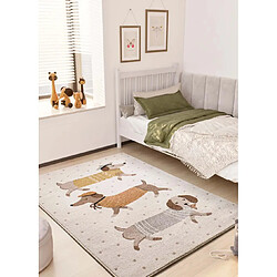ATTICGO Tapis enfant chiens saucisses BEATS blanc 120x170 cm
