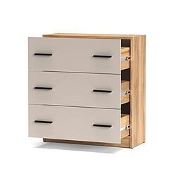 Pegane Commode à 4 tiroirs coloris Beige/chêne Mauvella