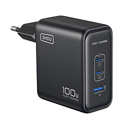 Iniu Chargeur Secteur GaN 100W 2 Ports USB-C PD / USB-A et Prise Pliable Noir