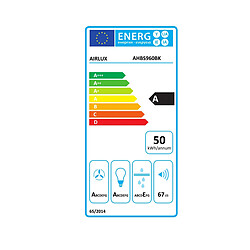 Hotte décorative murale 90cm 636 m3/h noir - AHBS960BK - AIRLUX