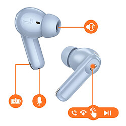 Avis Hoco Hoko Écouteurs sans Fil Bluetooth 5.4 ANC / ENC Étui de Charge avec Écran LED Tactile Bleu