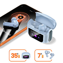 Hoco Hoko Écouteurs sans Fil Bluetooth 5.4 ANC / ENC Étui de Charge avec Écran LED Tactile Bleu pas cher