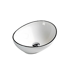 OTITEC Vasque à poser arrondie – 40 x 33 cm – Blanc brillant liseré noir – VERA
