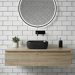 OTITEC Vasque à poser rectangulaire – 47 x 33,5 cm – Noir mat rainurée – NÉRYS