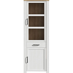 BOHOL Armoire vitrée haute 71,7x42x205,4 cm blanc chêne Riviera