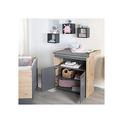 Roba AABHU42509 Lit transformable 60x120 cm + commode évolutive anthracite chêne pas cher