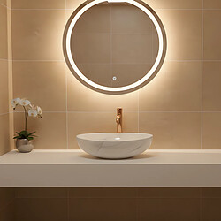 OTITEC Vasque à poser ovale – 52 x 39,5 cm – Blanc brillant marbre – MIA