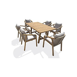 DCB Garden Serena Ensemble repas 6 places acacia 170x90 cm naturel