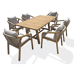 Paris Prix Ensemble Table de Jardin & 6 Fauteuils Serena 170cm Naturel