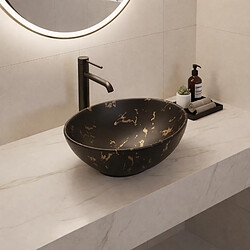 OTITEC Vasque à poser – 41 x 33 cm – Noir mat marbre – MARBELIA