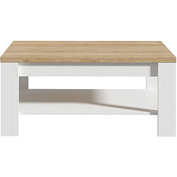 Abiks Meble Table basse rectangulaire 100 x 60 x 45,7 cm Chêne blanc/beige