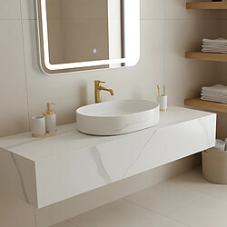 OTITEC Vasque à poser ovale – 50 x 37 cm – Blanc brillant marbre – LYNEA
