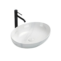 OTITEC Vasque à poser ovale – 52 x 39,5 cm – Blanc brillant marbre – MIA