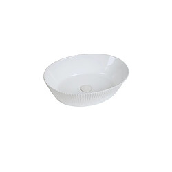 OTITEC Vasque à poser ovale – 49,5 x 34 cm – Blanc brillant rainurée – ISABELLA