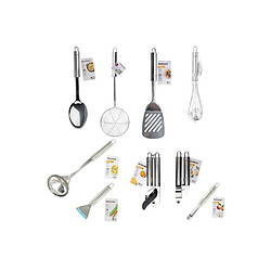 Fackelmann Ovale Ensemble ustensiles inox 9 pièces gris poignée ovale pas cher