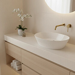 OTITEC Vasque à poser ovale – 49,5 x 34 cm – Blanc brillant rainurée – ISABELLA