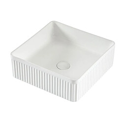 OTITEC Vasque à poser carrée – 37 x 37 cm – Blanc brillant rainuré – CUBELIA