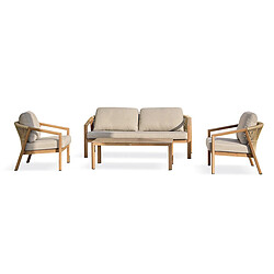 Paris Prix Salon de Jardin 5 Places Goya 180cm Naturel & Gris