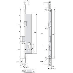 Stremler 2274.45.TI24 Serrure 3 points coffre 45mm pêne roulant
