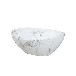 OTITEC Vasque à poser ovale – 40 x 33 cm – Blanc brillant marbre – MARBELIA