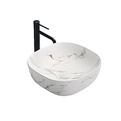 OTITEC Vasque à poser carrée – 41,5 cm – Blanc mat marbre – FRANCI