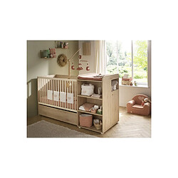 Sauthon Adele Lit évolutif 120x60 cm avec meuble à langer intégré hêtre