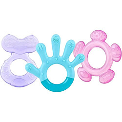 Nuby Anneaux de dentition 3 étapes réfrigérables bleu/violet/rose