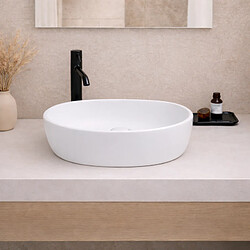 OTITEC Vasque à poser arrondie – 48 x 35 cm – Blanc mat – ALINA