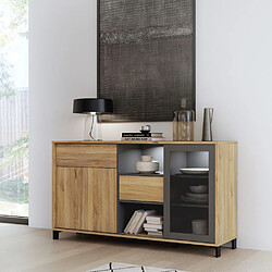 Kein Hersteller SHBK232L-M603 Buffet SOUTH BEACH 147 x 39,7 x 82,4 cm Chêne/Gris