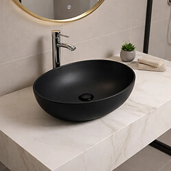 OTITEC Vasque à poser arrondie – 52 x 39 cm – Noir mat – ELORA