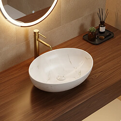 OTITEC Vasque à poser ovale – 52 x 39,5 cm – Blanc mat marbre – CANDY