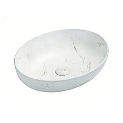 OTITEC Vasque à poser ovale – 52 x 39,5 cm – Blanc mat marbre – CANDY
