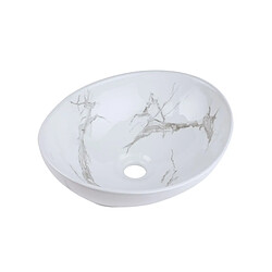 OTITEC Vasque à poser ovale – 40 x 33 cm – Blanc brillant marbre – MARBELIA