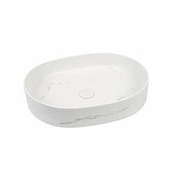 OTITEC Vasque à poser ovale – 50 x 37 cm – Blanc brillant marbre – LYNEA