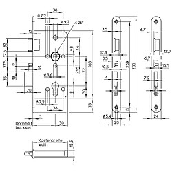 WILKA 5495R 55mm Serrure antipanique PZ gauche verrouillage automatique