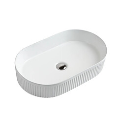 OTITEC Vasque à poser ovale – 50 x 32 cm – Blanc rainuré – RIVA