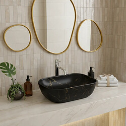 OTITEC Vasque à poser rectangulaire – 50 x 40 cm – Noir mat marbre – MARBELIA