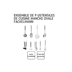 Acheter Fackelmann Ovale Ensemble ustensiles inox 9 pièces gris poignée ovale