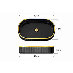 Acheter OTITEC Vasque à poser ovale – 49 x 31 cm – Noir brillant liseré or – ORIONA
