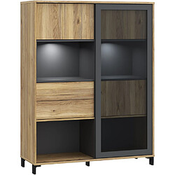 Kein Hersteller SOUTH BEACH Vitrine 115,5 x 39,7 x 149,6 cm chêne Mauvella/gris foncé