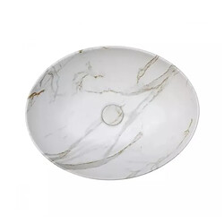 OTITEC Vasque à poser ovale – 52 x 39,5 cm – Blanc mat marbre – SOFIA