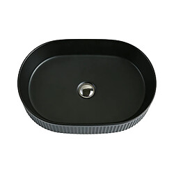 OTITEC Vasque à poser ovale – 50 x 32 cm – Noir rainuré – RIVA