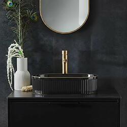 Avis OTITEC Vasque à poser ovale – 49 x 31 cm – Noir brillant liseré or – ORIONA